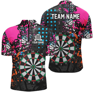 Dartboard Colorful Grunge Men Darts Quarter-Zip Shirt Custom Darts Jersey For Team Player TDM1356