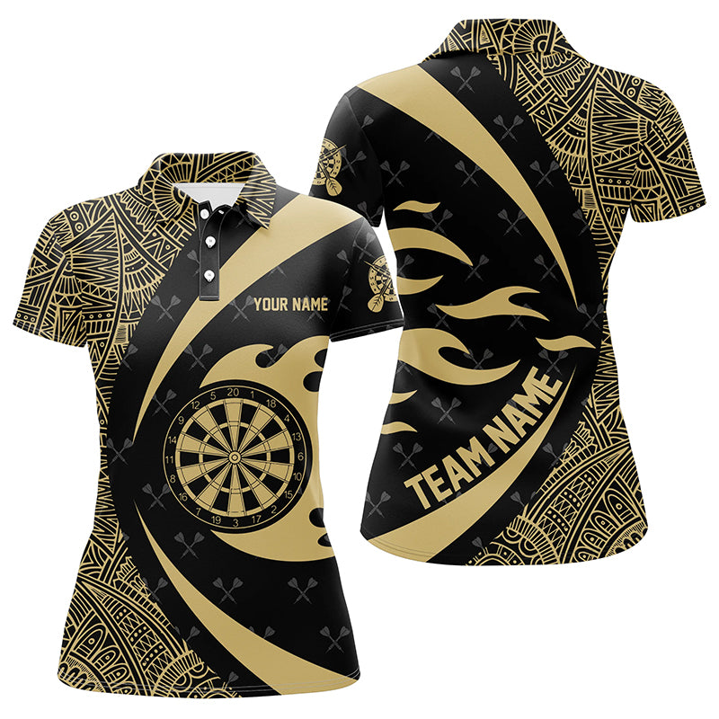 Personalized Yellow And Black Tribal Pattern Darts Women Polo Shirts C