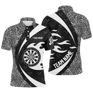 Personalized White And Black Tribal Pattern Darts Men Polo Shirts Custom Unique Darts Team Jersey TDM1358