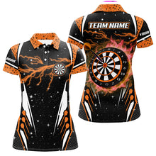 Load image into Gallery viewer, Personalized Thunder Lightning Orange Dart Jerseys Shirts For Women Custom Team League Darts Shirts TDM2149