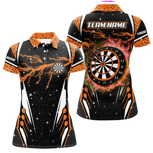 Personalized Thunder Lightning Orange Dart Jerseys Shirts For Women Custom Team League Darts Shirts TDM2149