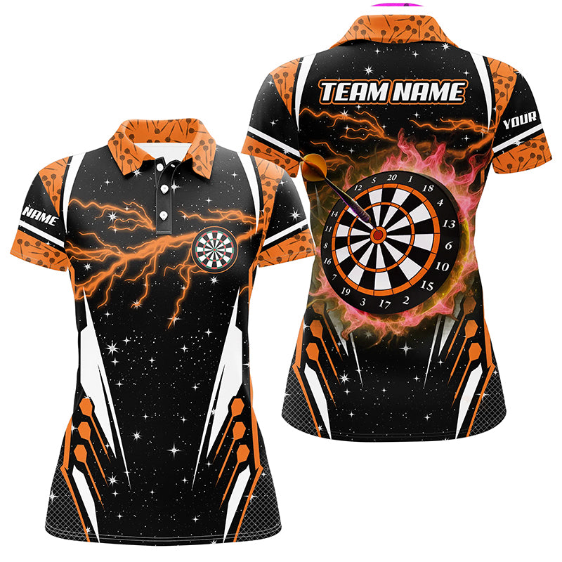 Personalized Thunder Lightning Orange Dart Jerseys Shirts For Women Custom Team League Darts Shirts TDM2149