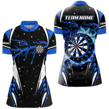 Load image into Gallery viewer, Personalized Thunder Lightning Blue Dart Jerseys Shirts For Women Custom Team League Darts Shirts TDM2150