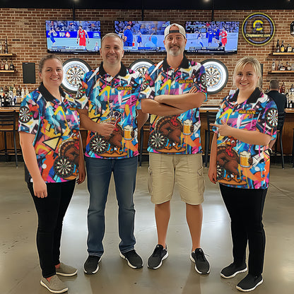 Funny Turkey Colorful Graffiti Custom Dart Shirts For Men, Dart Team Jersey Darts Outfit TDM7409