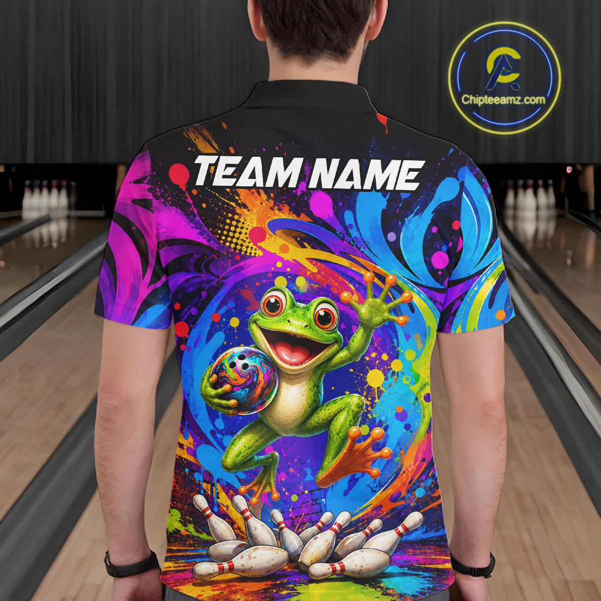 Funny Frog Colorful Bowling Jersey For Men Custom Bowling Team Shirts, Personalized Bowling Gift TDM7415