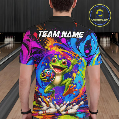 Funny Frog Colorful Bowling Jersey For Men Custom Bowling Team Shirts, Personalized Bowling Gift TDM7415