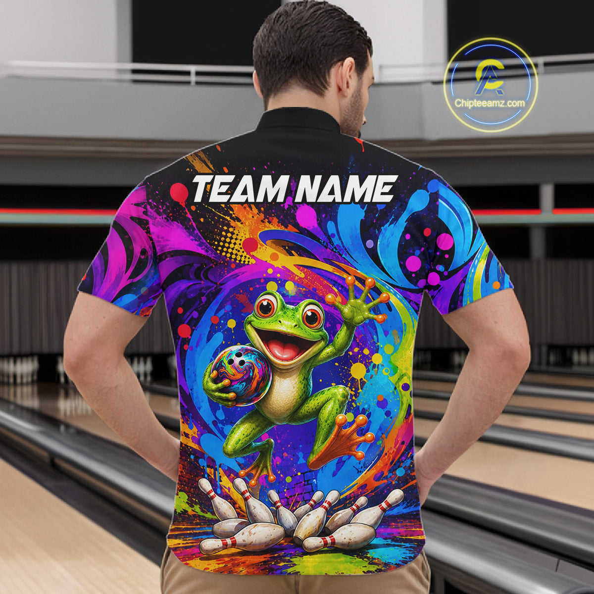 Funny Frog Colorful Bowling Jersey For Men Custom Bowling Team Shirts, Personalized Bowling Gift TDM7415
