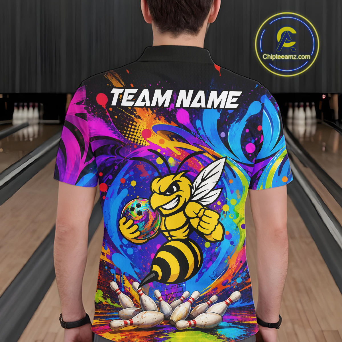 Funny Bee Colorful Bowling Jersey For Men Custom Bowling Team Shirts, Personalized Bowling Gift TDM7416