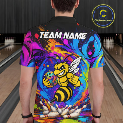 Funny Bee Colorful Bowling Jersey For Men Custom Bowling Team Shirts, Personalized Bowling Gift TDM7416