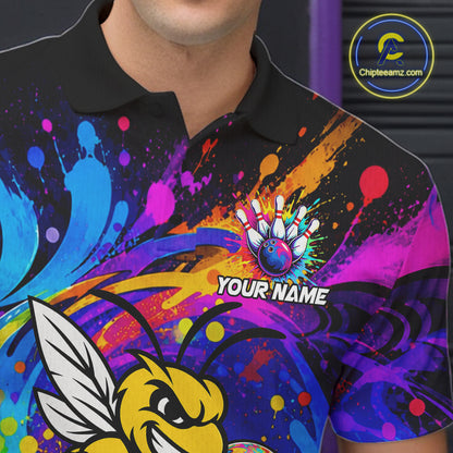 Funny Bee Colorful Bowling Jersey For Men Custom Bowling Team Shirts, Personalized Bowling Gift TDM7416