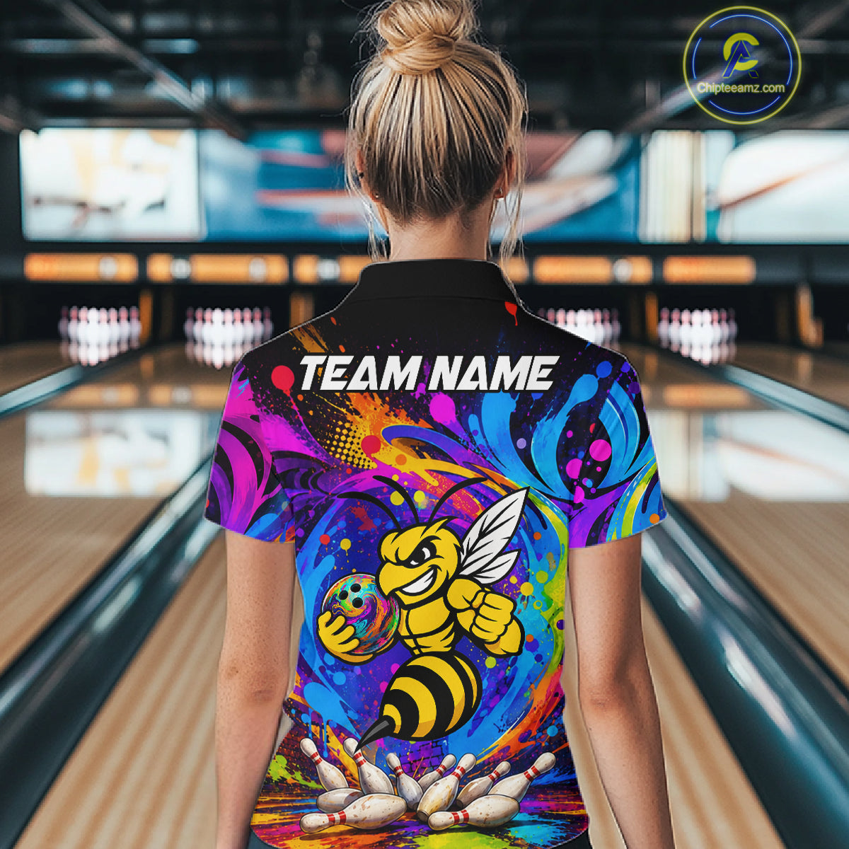 Funny Bee Colorful Bowling Jersey For Women Custom Bowling Team Shirts, Personalized Bowling Gift TDM7416