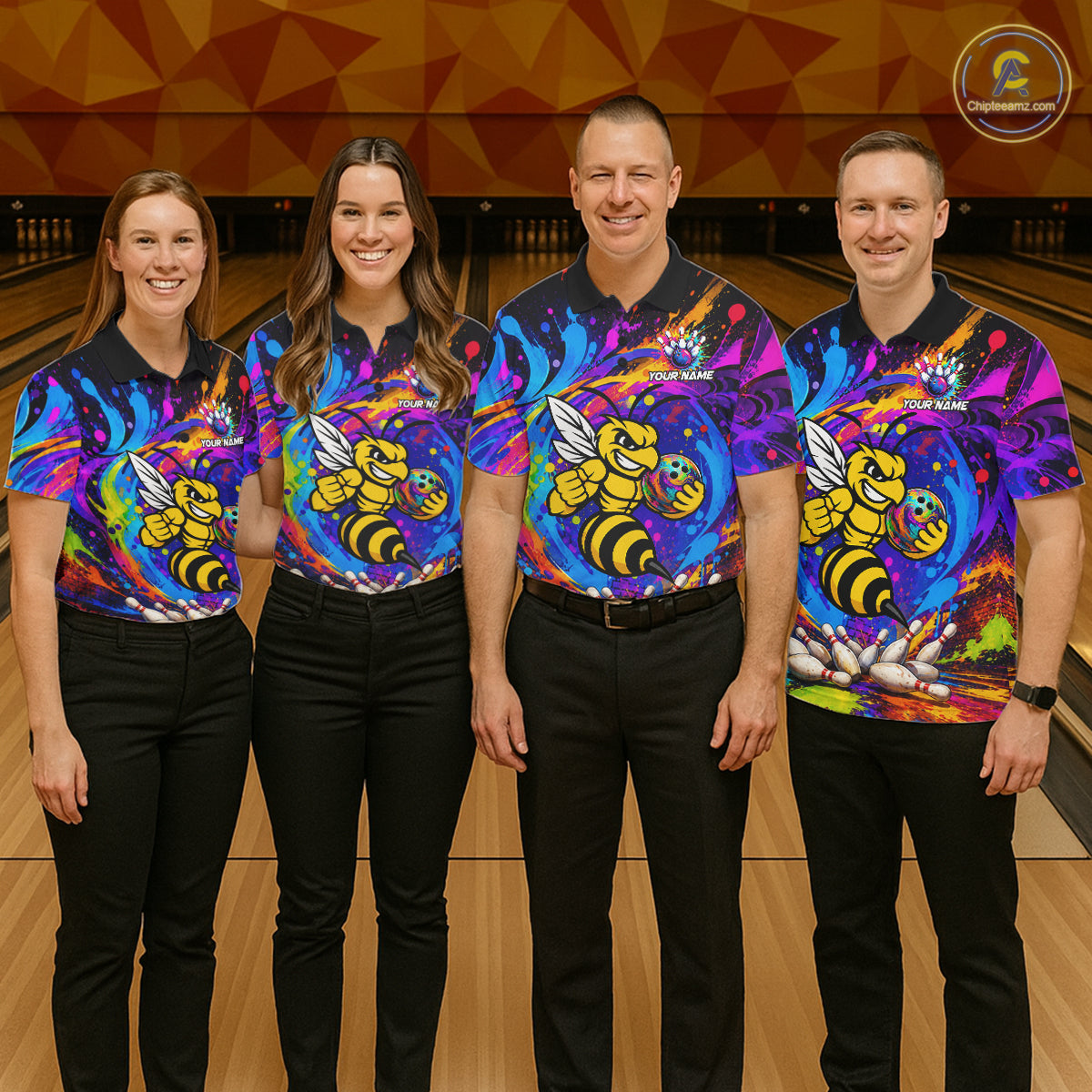 Funny Bee Colorful Bowling Jersey For Men Custom Bowling Team Shirts, Personalized Bowling Gift TDM7416