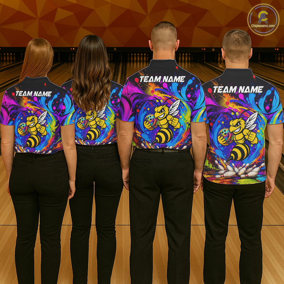 Funny Bee Colorful Bowling Jersey For Men Custom Bowling Team Shirts, Personalized Bowling Gift TDM7416