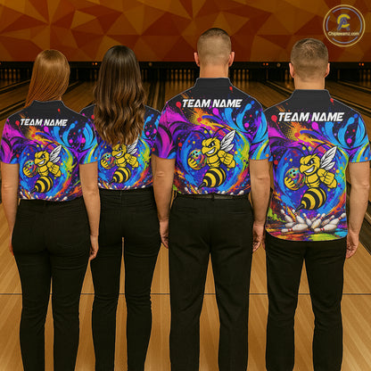 Funny Bee Colorful Bowling Jersey For Men Custom Bowling Team Shirts, Personalized Bowling Gift TDM7416