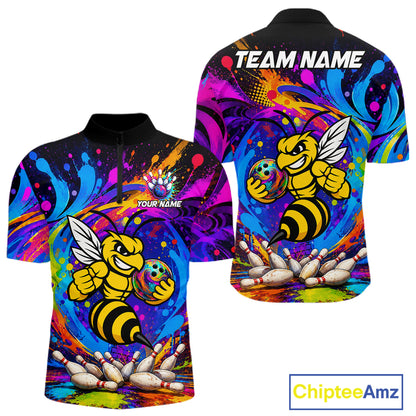 Funny Bee Colorful Bowling Jersey For Men Custom Bowling Team Shirts, Personalized Bowling Gift TDM7416