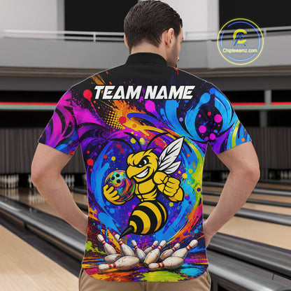 Funny Bee Colorful Bowling Jersey For Men Custom Bowling Team Shirts, Personalized Bowling Gift TDM7416