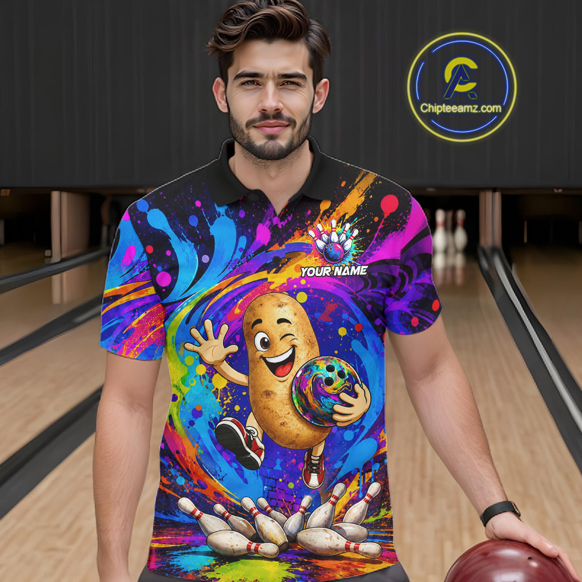 Funny Potato Colorful Bowling Jersey For Men Custom Bowling Team Shirts, Personalized Bowling Gift TDM7417