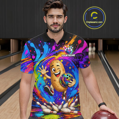 Funny Potato Colorful Bowling Jersey For Men Custom Bowling Team Shirts, Personalized Bowling Gift TDM7417