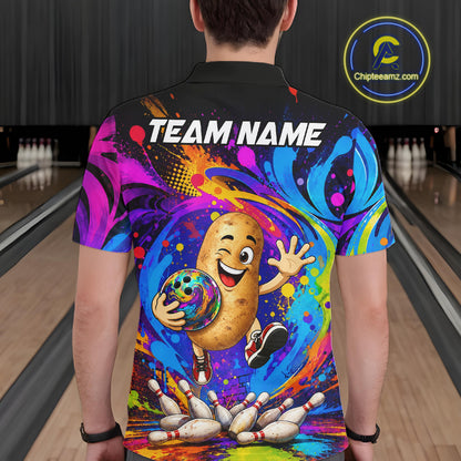 Funny Potato Colorful Bowling Jersey For Men Custom Bowling Team Shirts, Personalized Bowling Gift TDM7417