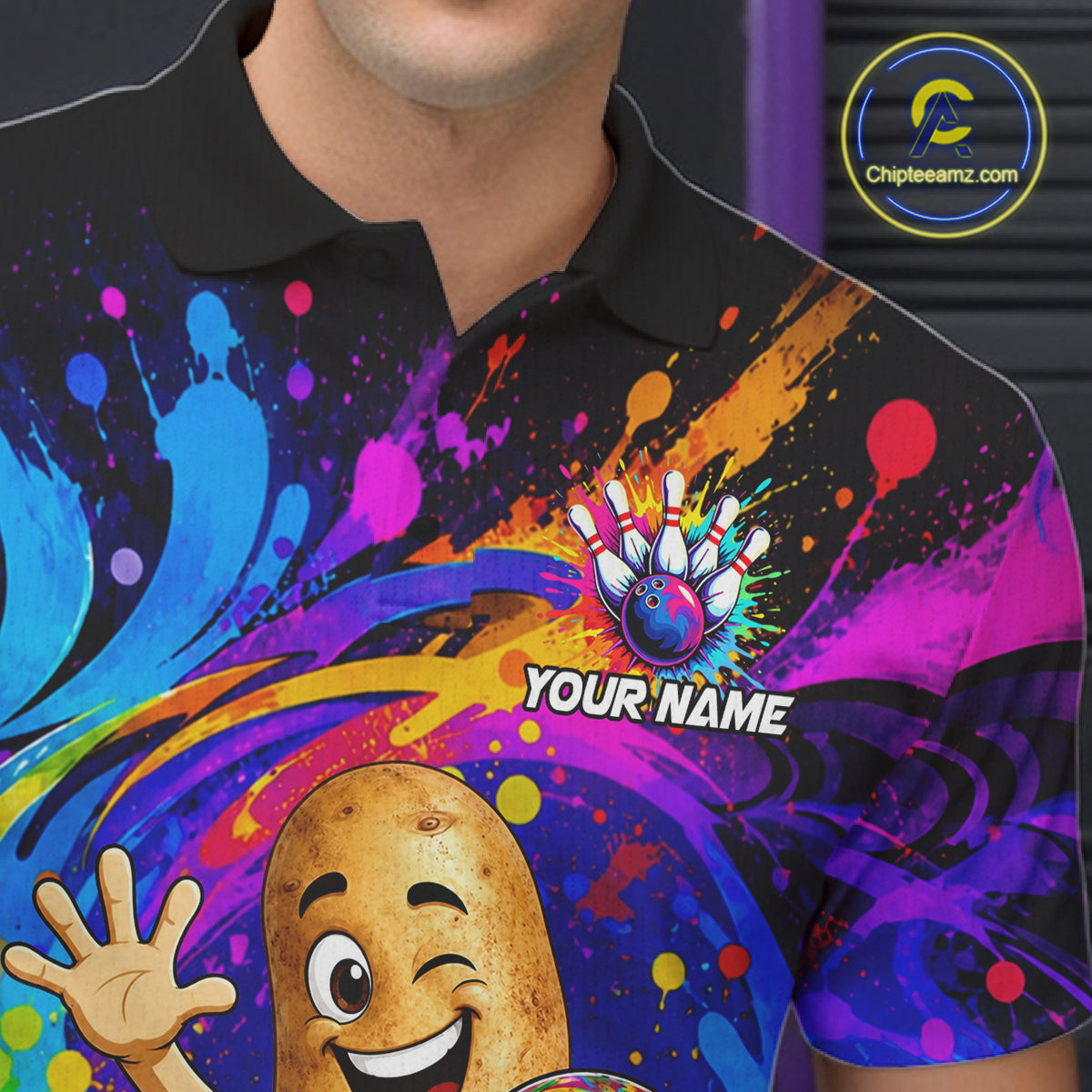 Funny Potato Colorful Bowling Jersey For Men Custom Bowling Team Shirts, Personalized Bowling Gift TDM7417