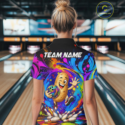 Funny Potato Colorful Bowling Jersey For Women Custom Bowling Team Shirts, Personalized Bowling Gift TDM7417