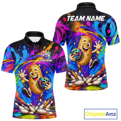 Funny Potato Colorful Bowling Jersey For Men Custom Bowling Team Shirts, Personalized Bowling Gift TDM7417