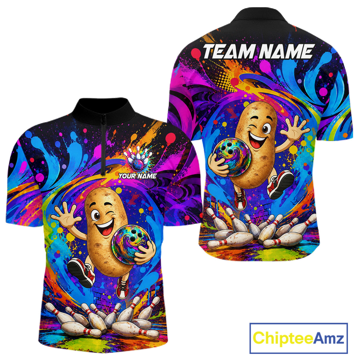 Funny Potato Colorful Bowling Jersey For Men Custom Bowling Team Shirts, Personalized Bowling Gift TDM7417