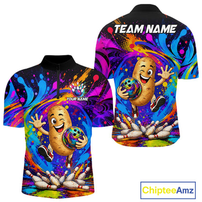 Funny Potato Colorful Bowling Jersey For Men Custom Bowling Team Shirts, Personalized Bowling Gift TDM7417