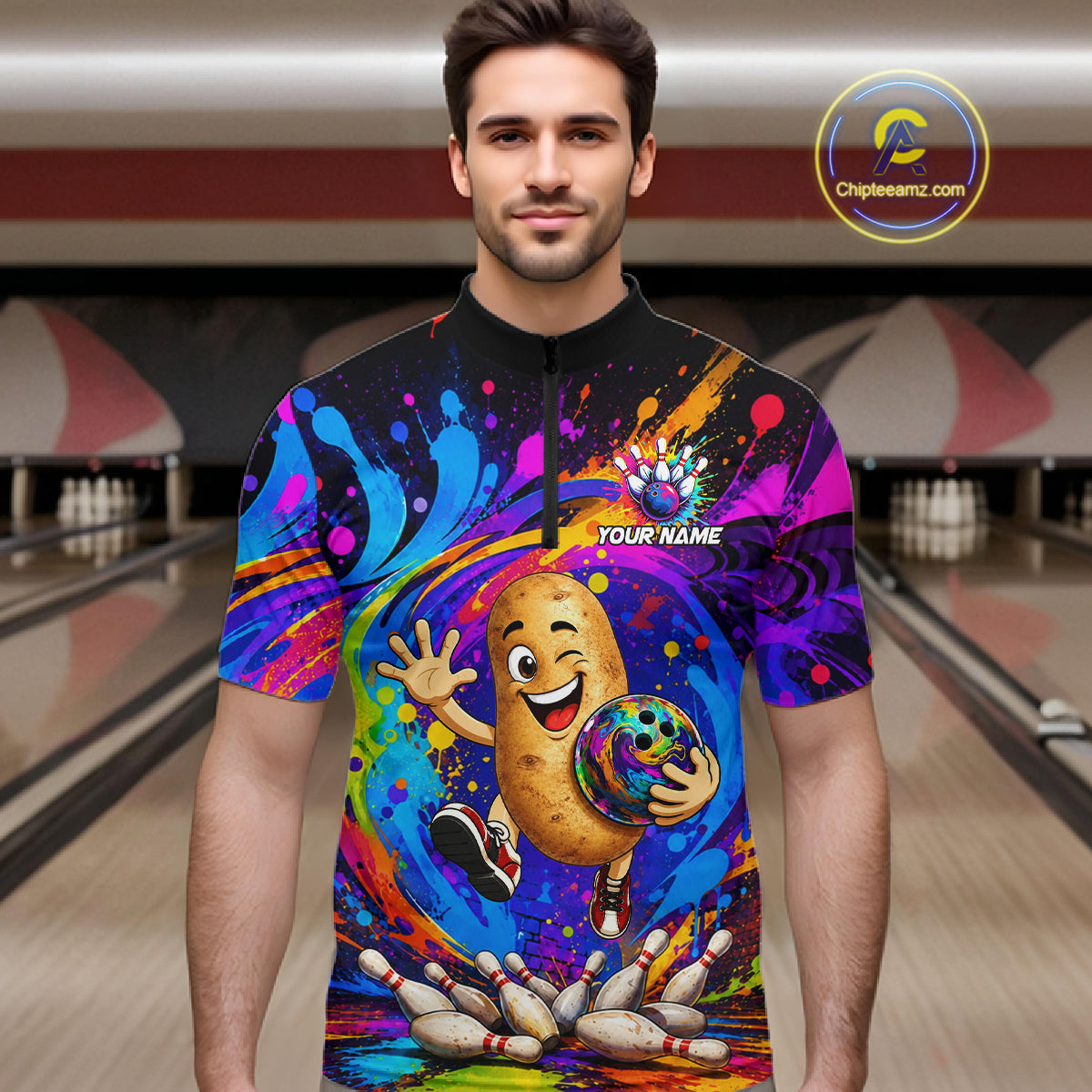 Funny Potato Colorful Bowling Jersey For Men Custom Bowling Team Shirts, Personalized Bowling Gift TDM7417