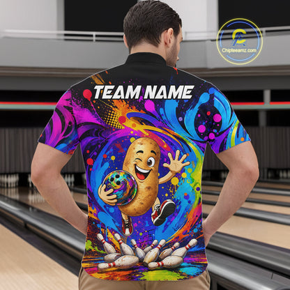 Funny Potato Colorful Bowling Jersey For Men Custom Bowling Team Shirts, Personalized Bowling Gift TDM7417