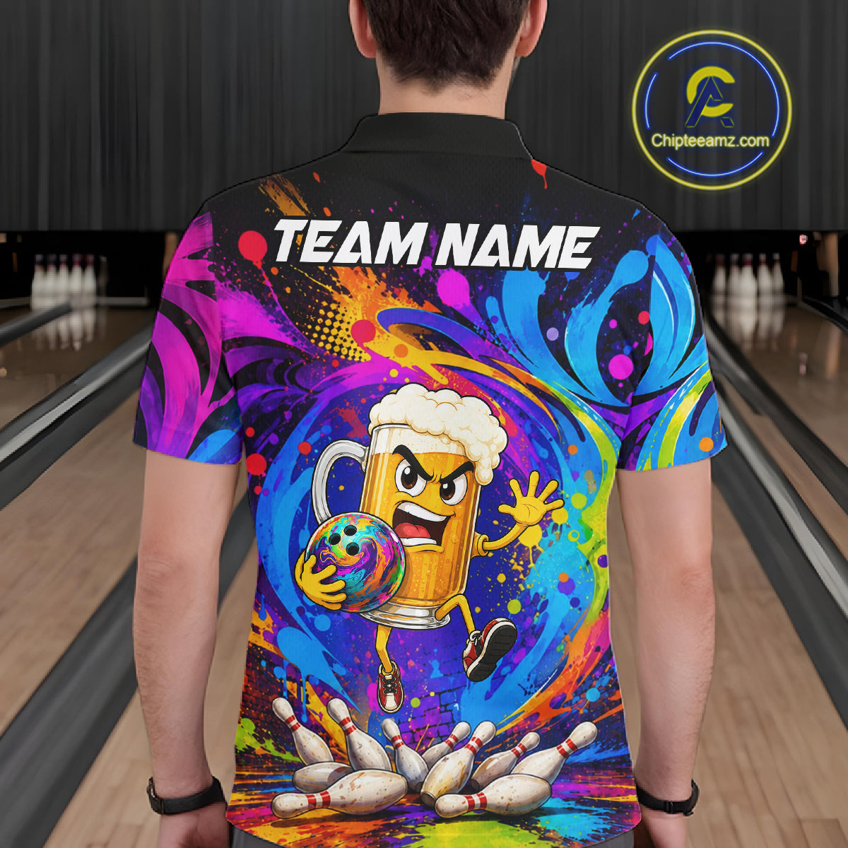 Funny Beer Colorful Bowling Jersey For Men Custom Bowling Team Shirts, Personalized Bowling Gift TDM7418