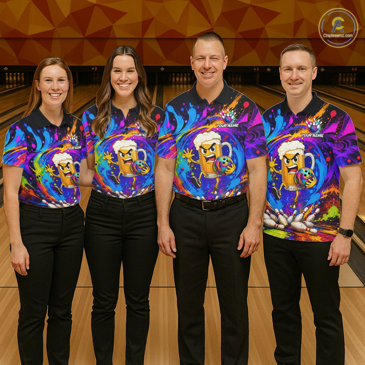 Funny Beer Colorful Bowling Jersey For Men Custom Bowling Team Shirts, Personalized Bowling Gift TDM7418