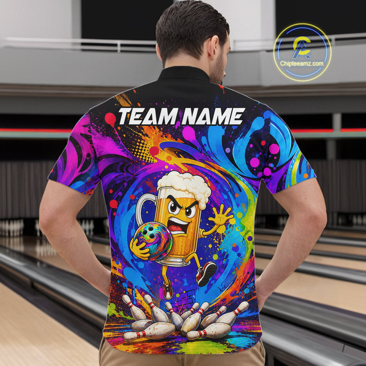 Funny Beer Colorful Bowling Jersey For Men Custom Bowling Team Shirts, Personalized Bowling Gift TDM7418