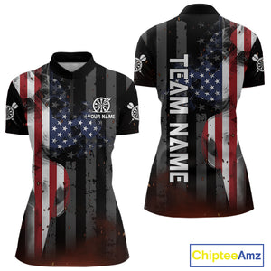 Personalized American Flag Patriotic Darts Shirt For Women Custom Darts Jersey Team Polo & 1/4 Zip TDM4922