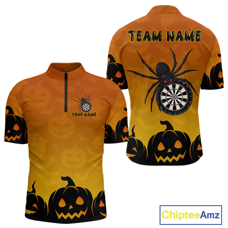 Personalized Orange Funny Spider Darts Shirt For Men Custom Halloween Darts Team Jersey, Dart Gift TDM4923