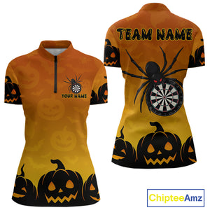 Personalized Orange Funny Spider Darts Shirt For Women Custom Halloween Darts Team Jersey, Dart Gift TDM4923
