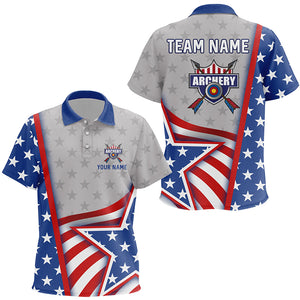 Personalized Name American Flag Archery Polo Shirts For Kid, Custom Team Name Archery Jerseys  TDM0479