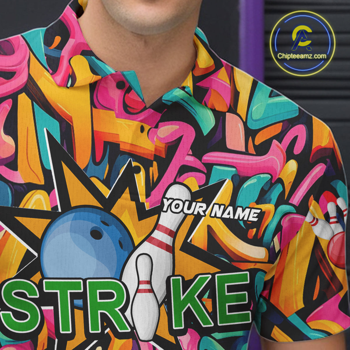 Funny Colorful Graffiti Dachshund Dog Bowling Shirts For Men Custom Bowling Team Jersey Outfit TDM8068