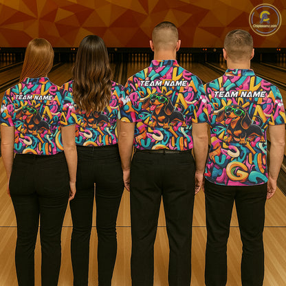 Funny Colorful Graffiti Dachshund Dog Bowling Shirts For Men Custom Bowling Team Jersey Outfit TDM8068