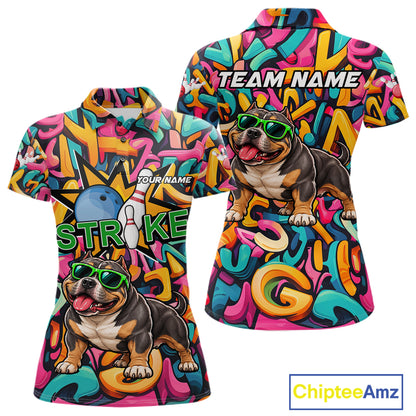 Funny Colorful Graffiti American Bully Dog Bowling Shirts For Women Custom Bowling Team Jersey TDM8069
