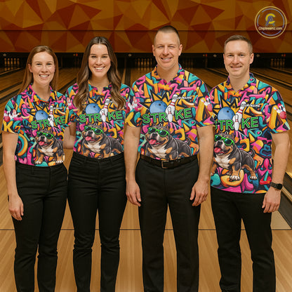 Funny Colorful Graffiti American Bully Dog Bowling Shirts For Women Custom Bowling Team Jersey TDM8069