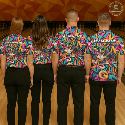 Funny Colorful Graffiti American Bully Dog Bowling Shirts For Women Custom Bowling Team Jersey TDM8069