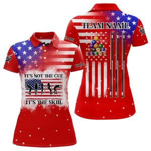 It's Not The Cue It's The Skill Custom American Flag Women Billiard Shirt Funny Billiard Jersey |Red TDM3121