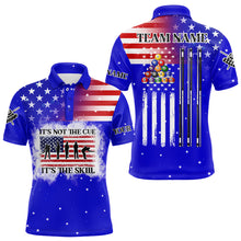 Load image into Gallery viewer, It&#39;s Not The Cue It&#39;s The Skill Custom US Flag Men Billiard Shirts Patriotic Billiard Jersey |Blue TDM3122