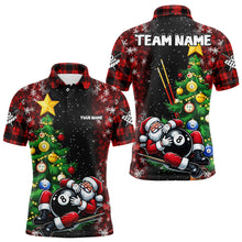 Load image into Gallery viewer, Black And Red Funny Santa Christmas Men Billiard Shirts Custom Christmas Pine Tree Billiard Apparel TDM3129