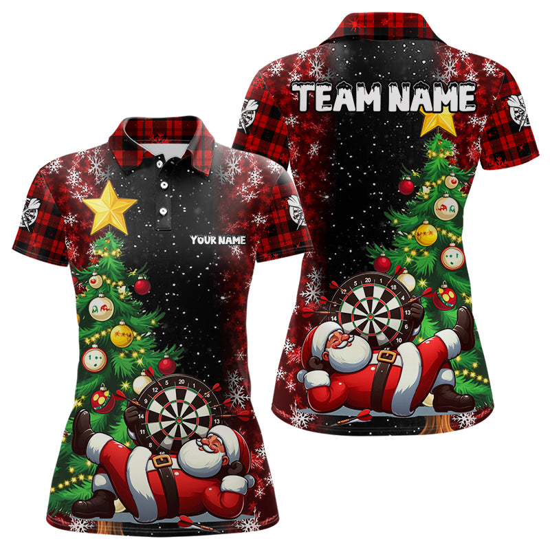 Black And Red Funny Santa Christmas Dart Shirts For Women Custom Christmas Pine Tree Xmas Dart Outfit TDM3130