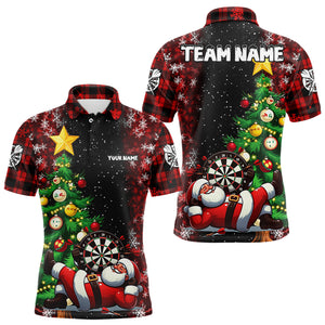 Black And Red Funny Santa Christmas Dart Shirts For Men Custom Christmas Pine Tree Xmas Dart Outfit TDM3130