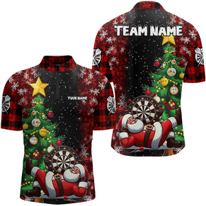 Black And Red Funny Santa Christmas Dart Shirts For Men Custom Christmas Pine Tree Xmas Dart Outfit TDM3130