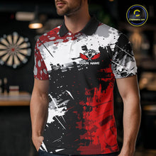 Load image into Gallery viewer, Red Grunge Paint Splash Dart Shirts For Men Custom Darts Jersey Team Polo &amp; Quarter Zip TDM5352