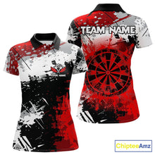Load image into Gallery viewer, Red Grunge Paint Splash Dart Shirts For Women Custom Darts Jersey Team Polo &amp; Quarter Zip TDM5352